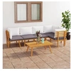 Image de Salon de jardin 6 pcs avec coussins, Bois d'acacia solide, 62.4kg