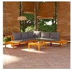 Image de Salon de jardin 4 pcs avec coussins gris foncé Bois d acacia