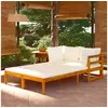 Image de Chaises longues avec coussins blanc crème 2 pcs Acacia solide