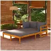 Image de Chaises longues avec coussins gris foncé 2 pcs Acacia solide 3087269