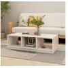 Image de Table basse blanc 110x50x34 cm bois de pin massif