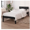 Image de Bedframe massief grenenhout zwart 90x190 cm810116