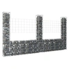 Image de Panier de Gabion en Forme de U avec 3 Poteaux Mur de Soutènement Barrière de Jardin Patio Projets de Jardinage 151283