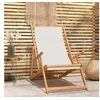 Image de Chaise de plage pliable Bois de teck solide Crème
