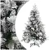 Image de Sapin de Noël à Flocons de Neige et Pommes de Pin Arbre de Noël Artificiel Décoration de Noël Ornement de Noël Jardin Patio 150 cm PVC/PE