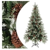Image de Kerstboom met dennenappels 225 cm PVC en PE groen en wit340536