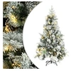 Image de Kerstboom met LED en dennenappels en sneeuw 195 cm PVC en PE3094561