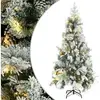 Image de Kerstboom met LED en dennenappels en sneeuw 225 cm PVC en PE3094562