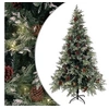 Image de Sapin de Noël Pré-éclairé Pommes de Pin, Arbre de Noël avec LED, Décoration de Vacances, Ornement de Fête Intérieur Extérieur, Vert Blanc 195cm PVC