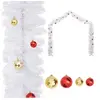 Image de Guirlande de Noël Décorée avec Boules Guirlande Artificielle Décoration de Noël Ornement Jardin Arrière-cour Extérieur Blanc 5 m