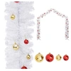 Image de Guirlande de Noël décorée avec boules Blanc 10 m