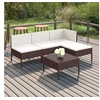 Image de Salon de jardin modulable resine tressee beige 5 pieces x 57 x 69 4 personnes
