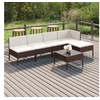 Image de Salon de jardin, 6 pcs avec coussins, Résine tressée Marron