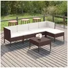 Image de Salon de jardin 6 pcs avec coussins Résine tressée, Marron