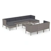 Image de Salon de jardin modulable gris 10 personnes 11 pieces 69 x 60 x 69 cm resine tressee
