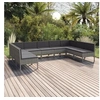 Image de Salon de jardin 9 pcs avec coussins, Résine tressée Gris