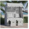Image de Strandkorb avec coussins Résine tressée bois solide gris blanc