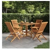 Image de Ensemble à Dîner d'Extérieur Pliable 5 pcs Mobilier de Salle à Manger de Patio Table et Chaises de Repas Jardin Terrasse Bois Solide de Teck