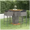 Image de Ensemble de bar de jardin 5 pcs et coussins Résine tressée Gris