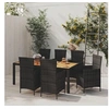 Image de Mobilier à Dîner de Jardin 7 pcs avec Coussins Ensemble de Salle à Manger Table et Chaises de Repas de Terrasse Patio 3094861