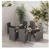Image de Salon de jardin resine tressee noir 6 personnes 150.0 x 90 x 75 cm 7 pieces