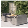 Image de Ensemble à dîner de jardin 3pcs et coussins gris Résine tressée 3095248