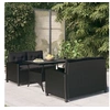 Image de Ensemble à Dîner de Jardin avec Coussins Ensemble de Salle à Manger Table et Chaises de Repas de Terrasse Patio Noirs 3095249