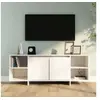 Image de Meuble TV blanc 130x35x50 cm bois d ingénierie