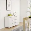 Image de Buffet et 3 tiroirs Blanc brillant 120x41x75 cm Bois ingénierie
