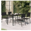 Image de Table à dîner de jardin Noir 140x70x74 cm Acier et verre