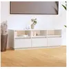 Image de Meuble TV Blanc 140x37x50 cm Bois de pin massif