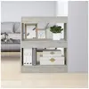 Image de Bibliothèque/Séparateur de Pièce Etagère à Livres Meuble de Rangement Paravent Cloison de Séparation Diviseur Salon Gris Béton 60x30x72 cm
