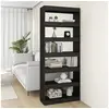 Image de Bibliothèque Séparateur de pièce noir bois d ingénierie
