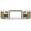 Image de Meubles à dîner de jardin et coussins 3 pcs Poly rotin Beige
