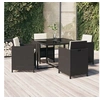 Image de Ensemble à dîner de jardin avec coussins 5 pcs poly rotin noir