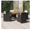 Image de Ensemble à dîner de jardin avec coussins 5 pcs poly rotin noir