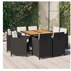 Image de Mobilier à Dîner de Jardin et Coussins 9 pcs Mobilier de Salle à Manger Table et Chaises de Repas Terrasse Patio 3095520