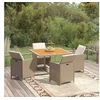 Image de Ensemble à manger de jardin et coussins 5 pcs Poly rotin Beige