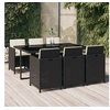 Image de Mobilier à dîner de jardin et coussins 7pcs Résine tressée Noir 3095530