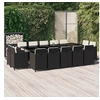 Image de Ensemble à Dîner de Jardin Coussins 15 pcs Mobilier de Salle à Manger Table et Chaises de Repas Terrasse Patio Extérieur Résine Tressée Noir