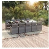 Image de Ensemble à Dîner de Jardin Coussins 11 pcs Mobilier de Salle à Manger Table et Chaises de Repas Terrasse Patio Extérieur Résine Tressée Gris