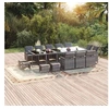 Image de Ensemble à Dîner de Jardin Coussins 15 pcs Mobilier de Salle à Manger Table et Chaises de Repas Terrasse Patio Extérieur Résine Tressée Gris
