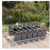 Image de Ensemble à dîner de jardin coussins 13 pcs Résine tressée Gris