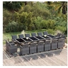 Image de Ensemble à dîner de jardin coussins 17 pcs Résine tressée Gris