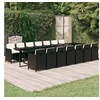 Image de Ensemble à Dîner de Jardin Coussins 15 pcs Mobilier de Salle à Manger Table et Chaises de Repas Terrasse Patio Extérieur Résine Tressée Noir