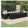 Image de Ensemble à Dîner de Jardin Coussins 19 pcs Mobilier de Salle à Manger Table et Chaises de Repas Terrasse Patio Extérieur Résine Tressée Noir