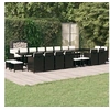 Image de Ensemble à Dîner de Jardin Coussins 21 pcs Mobilier de Salle à Manger Table et Chaises de Repas Terrasse Patio Extérieur Noir Résine Tressée