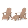 Image de Lot de 2 chaise exterieur empilable non pliable en bois massif H. 93 cm marron