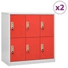 Image de Armoires à casiers 2 pcs Gris clair et rouge 90x45x92,5cm Acier