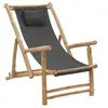Image de Chaise exterieur pliable H. 90 cm en bambou gris